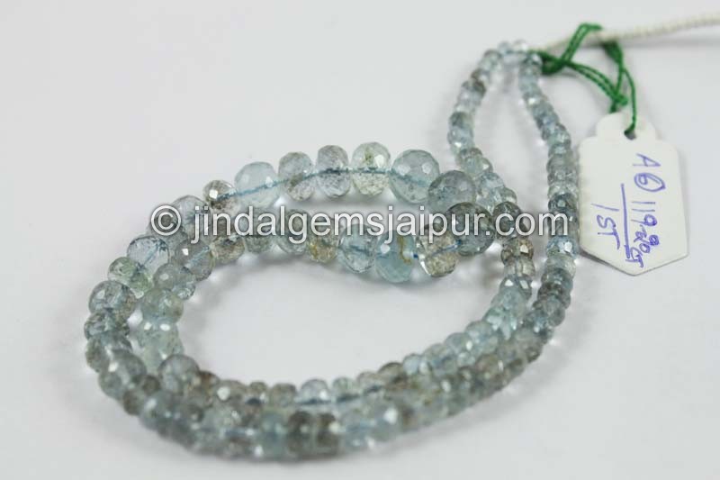 Golden Moss Aquamarine Faceted Roundelle Beads